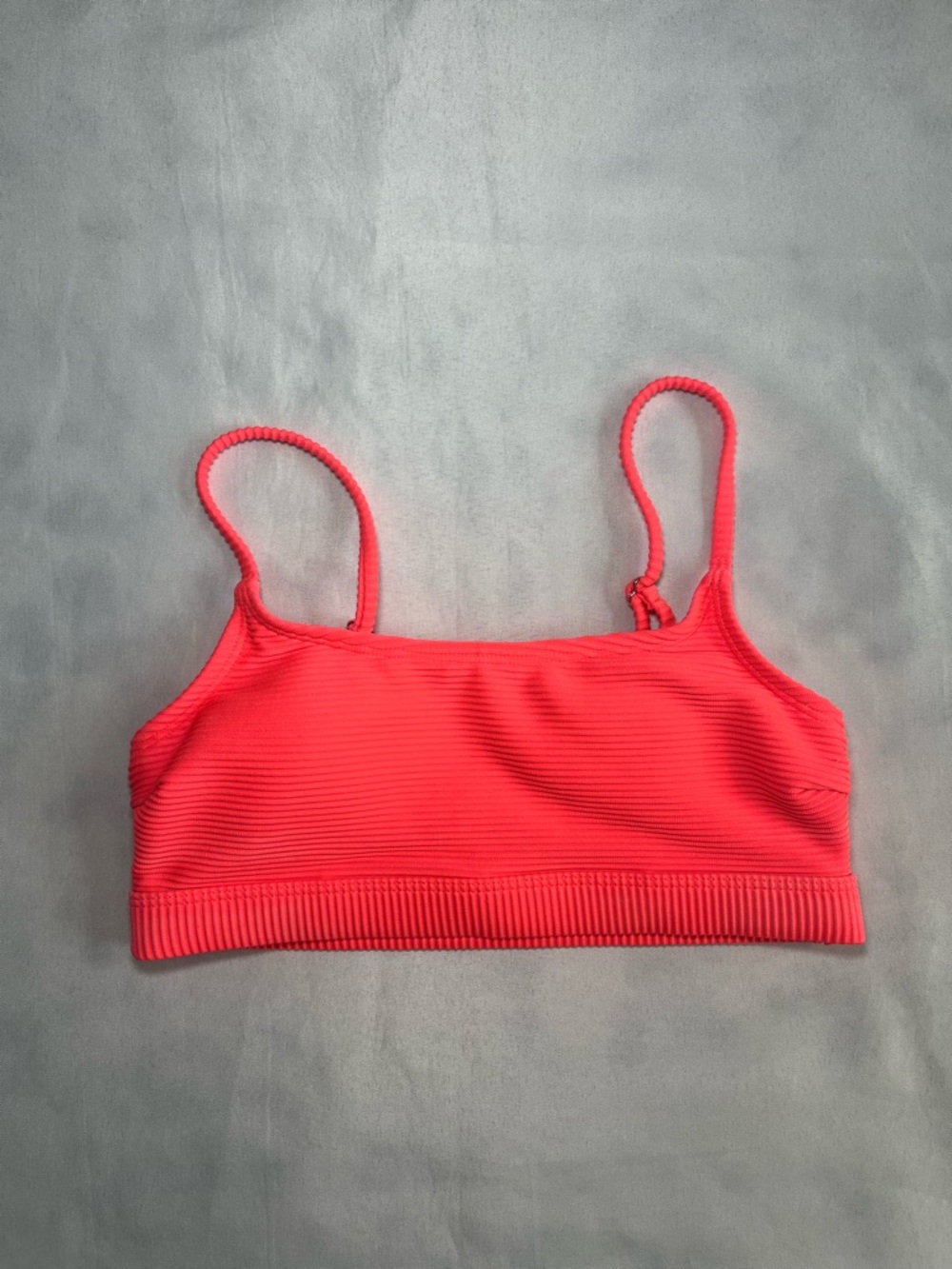 Aero Women’s Ribbed Coral Pink Pull On Bikini Top XSmall Adjustable Strap